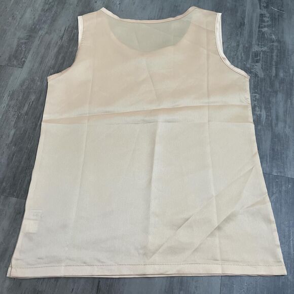 Satin Tank Top Blouse Cream/Gold Size Small - Picture 2 of 3